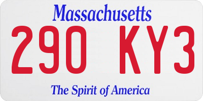 MA license plate 290KY3