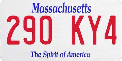 MA license plate 290KY4