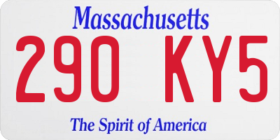 MA license plate 290KY5