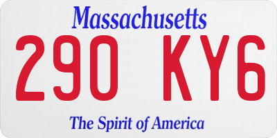 MA license plate 290KY6