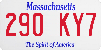 MA license plate 290KY7