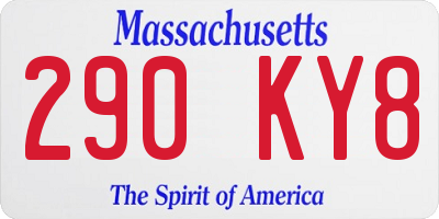 MA license plate 290KY8
