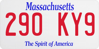 MA license plate 290KY9