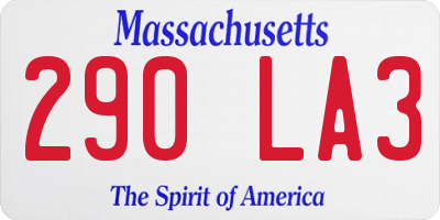 MA license plate 290LA3