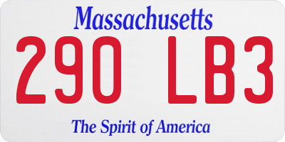 MA license plate 290LB3