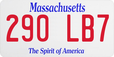 MA license plate 290LB7