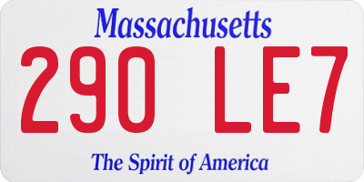 MA license plate 290LE7