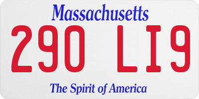 MA license plate 290LI9