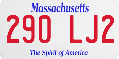 MA license plate 290LJ2