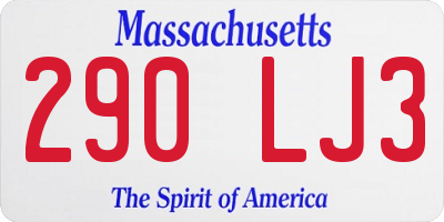 MA license plate 290LJ3