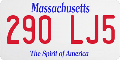 MA license plate 290LJ5
