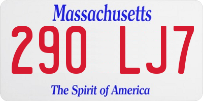 MA license plate 290LJ7