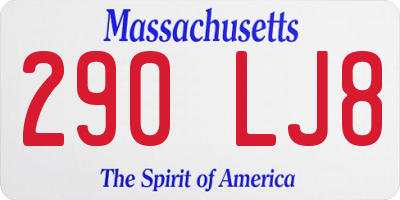 MA license plate 290LJ8
