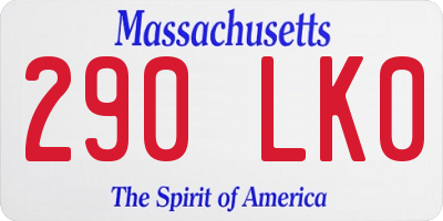 MA license plate 290LK0