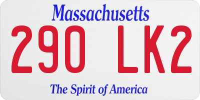 MA license plate 290LK2