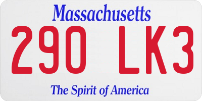 MA license plate 290LK3