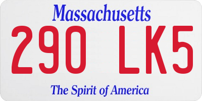 MA license plate 290LK5