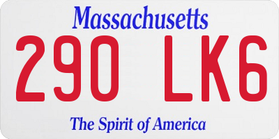 MA license plate 290LK6