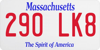 MA license plate 290LK8