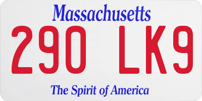 MA license plate 290LK9
