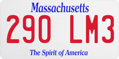 MA license plate 290LM3