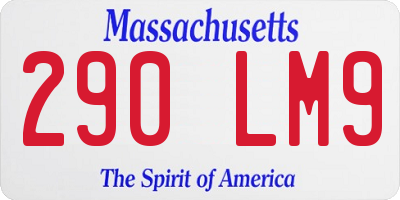 MA license plate 290LM9