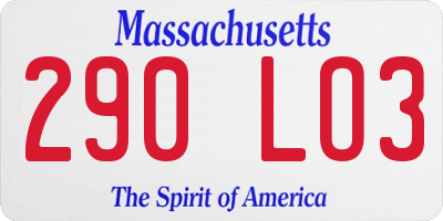 MA license plate 290LO3