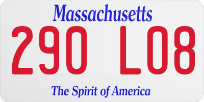 MA license plate 290LO8