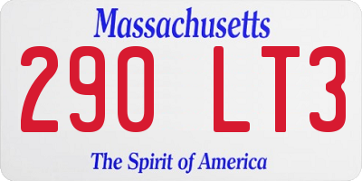 MA license plate 290LT3