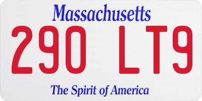 MA license plate 290LT9