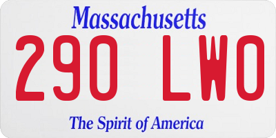 MA license plate 290LW0