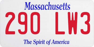 MA license plate 290LW3
