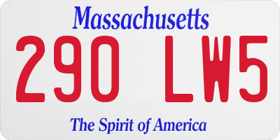 MA license plate 290LW5
