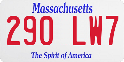 MA license plate 290LW7