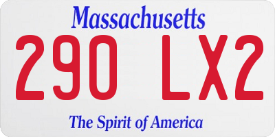 MA license plate 290LX2