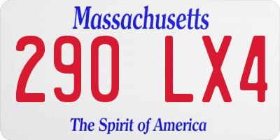 MA license plate 290LX4