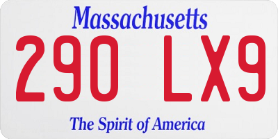 MA license plate 290LX9