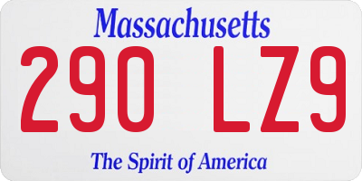 MA license plate 290LZ9
