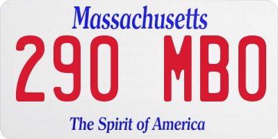 MA license plate 290MB0