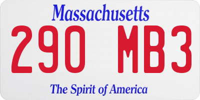 MA license plate 290MB3