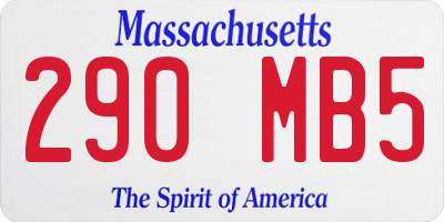 MA license plate 290MB5