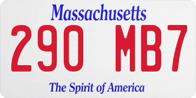 MA license plate 290MB7