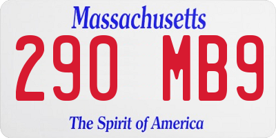 MA license plate 290MB9