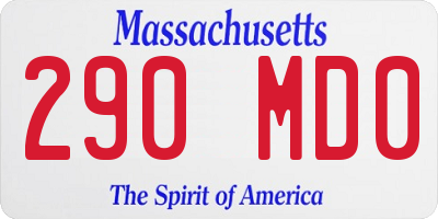 MA license plate 290MD0