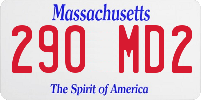 MA license plate 290MD2
