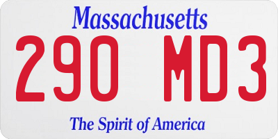MA license plate 290MD3