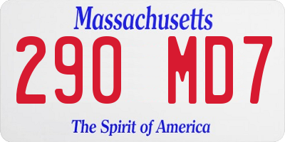 MA license plate 290MD7