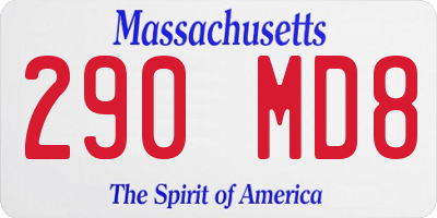 MA license plate 290MD8