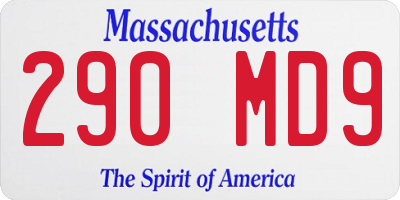 MA license plate 290MD9