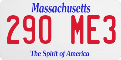 MA license plate 290ME3